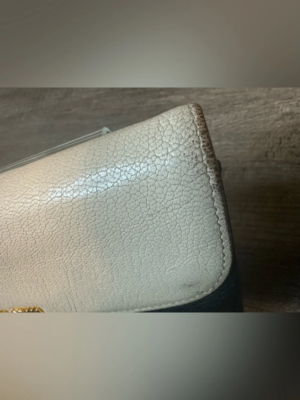 Miu Miu Two-Tone Cream and Black Leather Continental Wallet